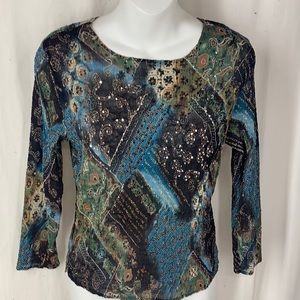 NWT ALBERTO MAKALI M Top Crinkle Beading NEW